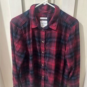 American Eagle Outfitters Burgundy and Navy Plaid Shirt